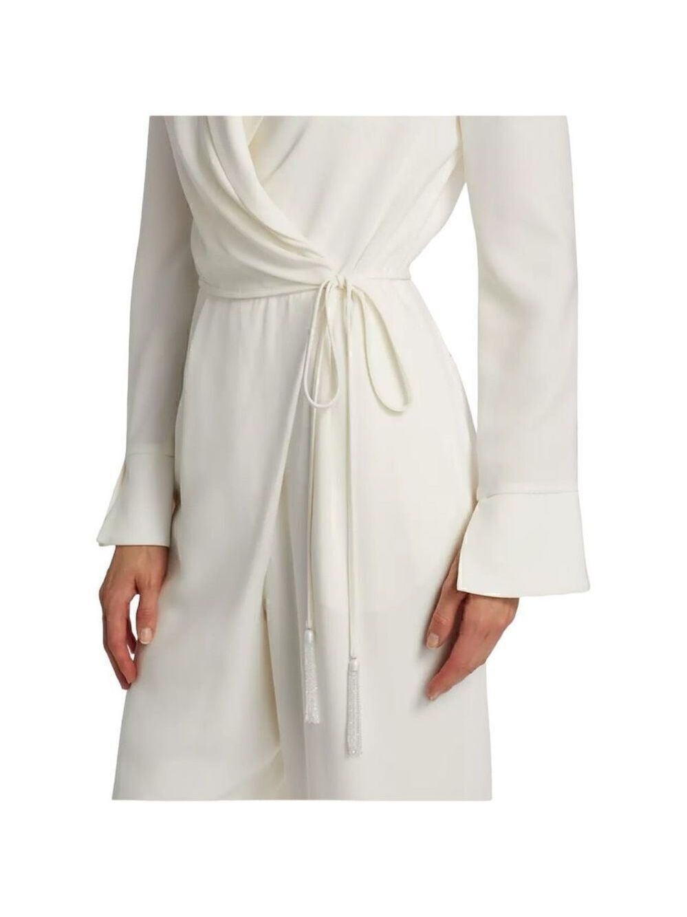 Cinq a Sept Ivory Holiday Macie Wrap Jumpsuit Size 8 - Picture 7 of 12